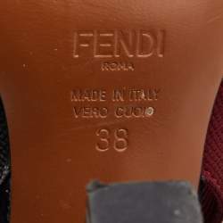 Pre Owned Fendi Multicolor Zucca Velvet and Canvas Colibri Slingback Pumps Size 38