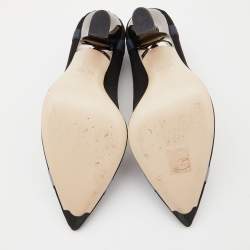 Fendi Black/Grey Mesh Colibri Pointed Toe Pumps Size 38