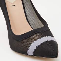 Fendi Black/Grey Mesh Colibri Pointed Toe Pumps Size 38