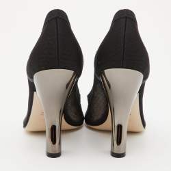 Fendi Black/Grey Mesh Colibri Pointed Toe Pumps Size 38