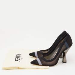 Fendi Black/Grey Mesh Colibri Pointed Toe Pumps Size 38