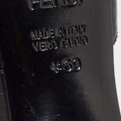 Pre Owned Fendi Black Patent Leather FF Superstar Peep-Toe Mule Size 39