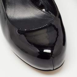 Pre Owned Fendi Black Patent Leather FF Superstar Pumps Size 37