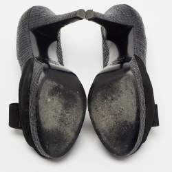 Pre Owned Fendi Two Tone Woven Raffia and Suede Bow Deco Platform Pumps Size 41