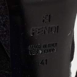 Pre Owned Fendi Two Tone Woven Raffia and Suede Bow Deco Platform Pumps Size 41