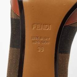 Fendi Tricolor Leather and Pequin Canvas Open Toe Pumps Size 39