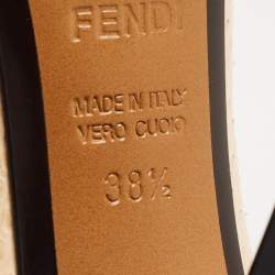 Pre Owned Fendi Cream/Black Python Diamond Heel Pumps Size 38.5