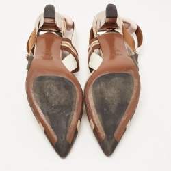 مملوكة مسبقًا Fendi Multicolor Mesh and Leather Colibri Slingback Pumps Size 40