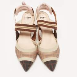 مملوكة مسبقًا Fendi Multicolor Mesh and Leather Colibri Slingback Pumps Size 40