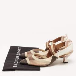 مملوكة مسبقًا Fendi Multicolor Mesh and Leather Colibri Slingback Pumps Size 40