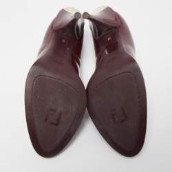 Pre Owned Fendi Burgundy Patent Leather Round Toe Platform Pumps Size 39