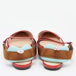 Fendi Multicolor Leather and Mesh Colibri  Slingback Sandals Size 37