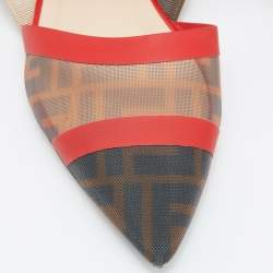 Fendi Multicolor Leather and Mesh Colibri  Slingback Sandals Size 37