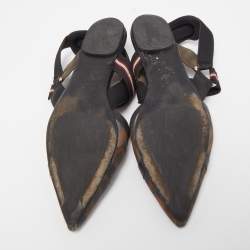 Fendi Black Mesh and Fabric Colibri Slingback Flat Sandals Size 40
