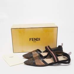 Fendi Black Mesh and Fabric Colibri Slingback Flat Sandals Size 40