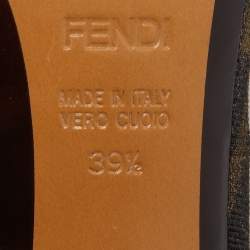 Fendi Black/Brown Zucca Canvas And Leather Bow Slingback Sandals Size 39.5