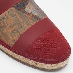 Pre Owned Fendi Multicolor Mesh, Leather And Canvas Espadrille Flats Size 39