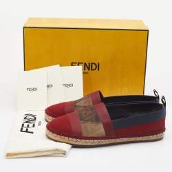 Pre Owned Fendi Multicolor Mesh, Leather And Canvas Espadrille Flats Size 39