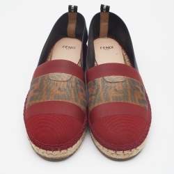 Pre Owned Fendi Multicolor Mesh, Leather And Canvas Espadrille Flats Size 39