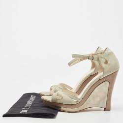 Fendi Grey Suede Wedge Ankle Strap Sandals Size 39