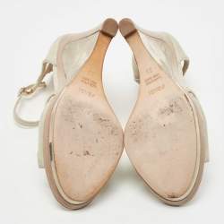 Fendi Grey Suede Wedge Ankle Strap Sandals Size 39