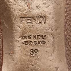 Pre Owned Fendi Brown Selleria Leather Buckle Ballet Flats Size 39