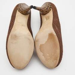 Pre Owned Fendi Brown Python Embossed Leather Superstar Platform Pumps Size 40