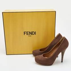 Pre Owned Fendi Brown Python Embossed Leather Superstar Platform Pumps Size 40