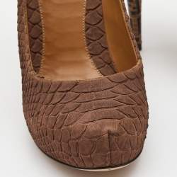 Pre Owned Fendi Brown Python Embossed Leather Superstar Platform Pumps Size 40
