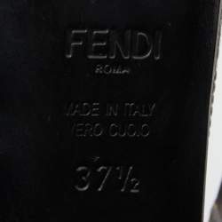 Pre Owned Fendi Black/Grey Leather and Lizard Embossed Heel Platform Pumps Size 37.5