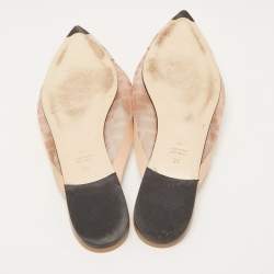 Fendi Two Tone Zucca Mesh and Leather Colibri Flat Mules Size 38
