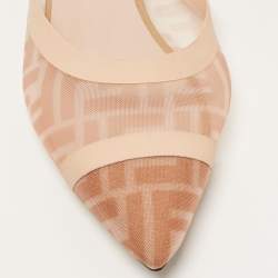 Fendi Two Tone Zucca Mesh and Leather Colibri Flat Mules Size 38