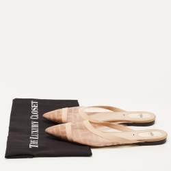 Fendi Two Tone Zucca Mesh and Leather Colibri Flat Mules Size 38