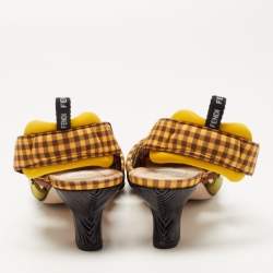 Pre Owned Fendi Multicolor Fabric Colibri Slingback Pumps Size 38.5