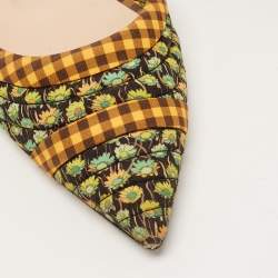 Pre Owned Fendi Multicolor Fabric Colibri Slingback Pumps Size 38.5