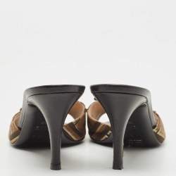 Fendi Two Tone Zucca Canvas Bow Slide Sandals Size 37