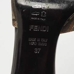 Fendi Two Tone Zucca Canvas Bow Slide Sandals Size 37