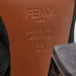 Pre Owned Fendi  Multicolor Mesh and Canvas Colibri Slingback Pumps Size 35