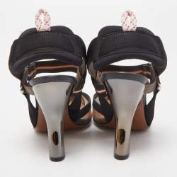 Pre Owned Fendi  Multicolor Mesh and Canvas Colibri Slingback Pumps Size 35