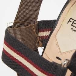 Pre Owned Fendi  Multicolor Mesh and Canvas Colibri Slingback Pumps Size 35