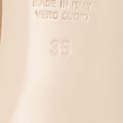 Pre Owned Fendi Beige Satin Logo Slides Size 35