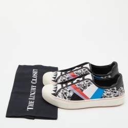 Pre Owned Fendi Multicolor Printed Leather Flynn Sneakers Size 38