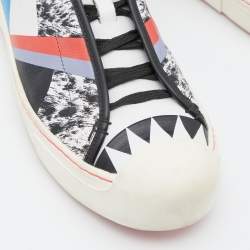 Pre Owned Fendi Multicolor Printed Leather Flynn Sneakers Size 38