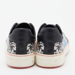 Pre Owned Fendi Multicolor Printed Leather Flynn Sneakers Size 38