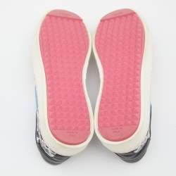 Pre Owned Fendi Multicolor Printed Leather Flynn Sneakers Size 38