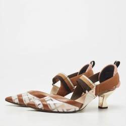 Pre Owned Fendi Brown/Transparent PVC and Leather Colibri Slingback Pumps Size 37