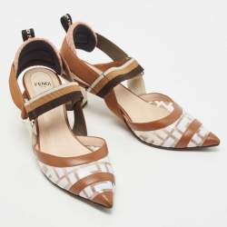 Pre Owned Fendi Brown/Transparent PVC and Leather Colibri Slingback Pumps Size 37