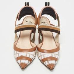 Pre Owned Fendi Brown/Transparent PVC and Leather Colibri Slingback Pumps Size 37
