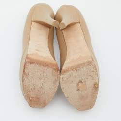 Pre Owned Fendi Beige Leather Fendista Platform Pumps Size 38