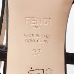 Pre Owned Fendi Brown/Black Leather Slingback Pumps Size 37